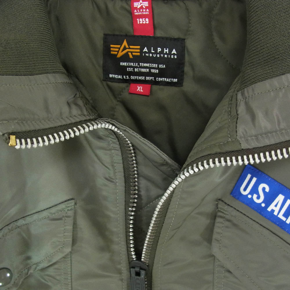 ALPHA アルファ TA0664-059 MFJ18915 CWU-7P MOD ジップアップ フライト ジャケット カーキ系 XL【中古】