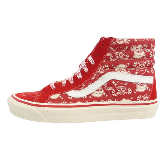 VANS バンズ VN0A2XS1LVT PIRATE SANTA パイレーツサンタ スケートハイ 38 スニーカー レッド系 オフホワイト系 29cm【極上美品】【中古】