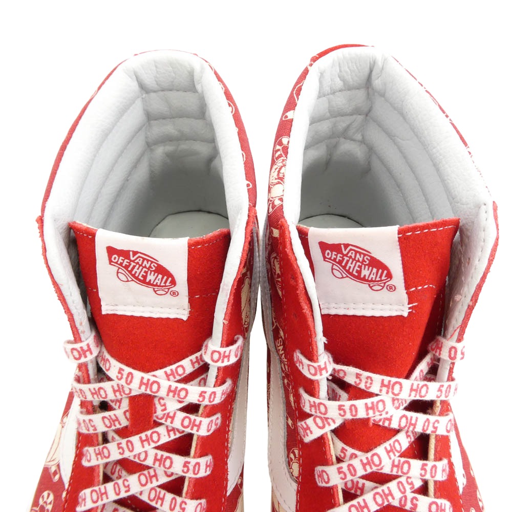VANS バンズ VN0A2XS1LVT PIRATE SANTA パイレーツサンタ スケートハイ 38 スニーカー レッド系 オフホワイト系 29cm【極上美品】【中古】