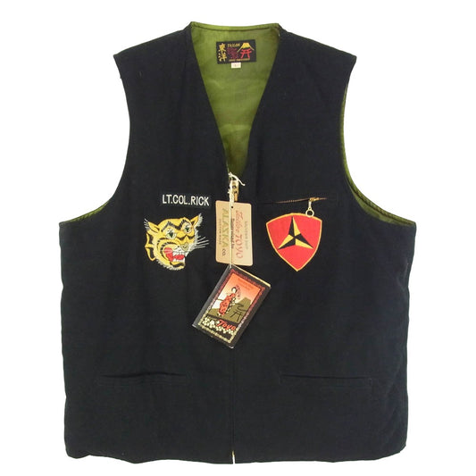 TAILOR TOYO テイラー東洋 TT12212 VIET-NUM VEST 刺繍 ベトナム ベスト ブラック系 L【美品】【中古】