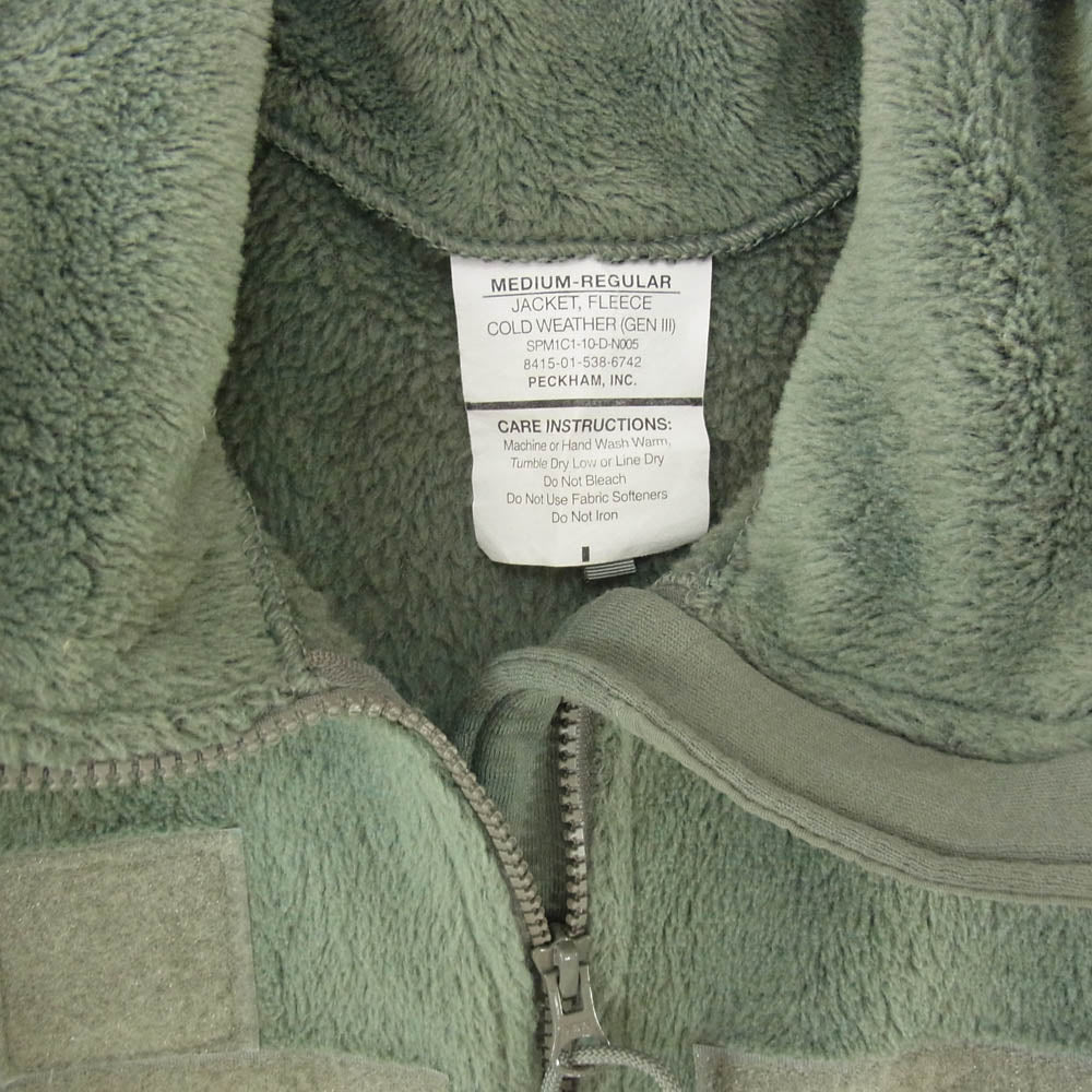 米軍 ECWCS JACKET FLEECE COLD WEATHER GEN3 ジップアップ フリース ジャケット カーキ系 M【中古】