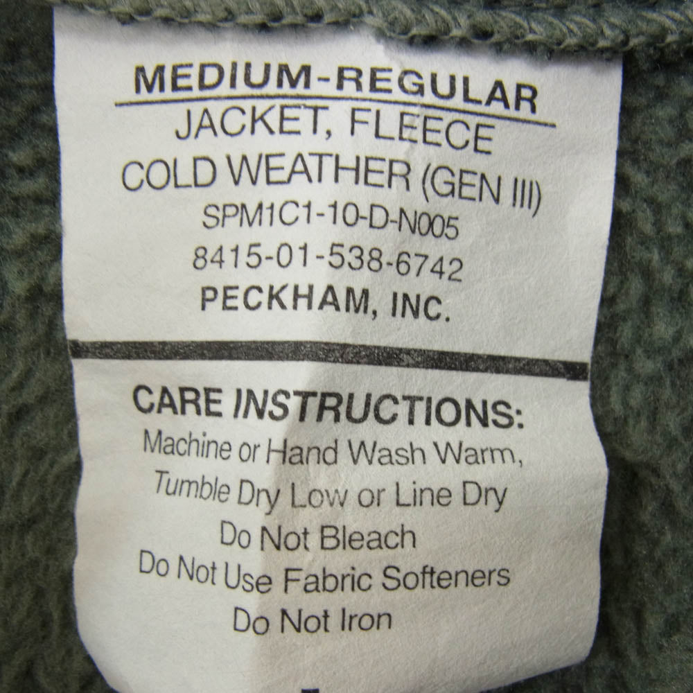 米軍 ECWCS JACKET FLEECE COLD WEATHER GEN3 ジップアップ フリース ジャケット カーキ系 M【中古】