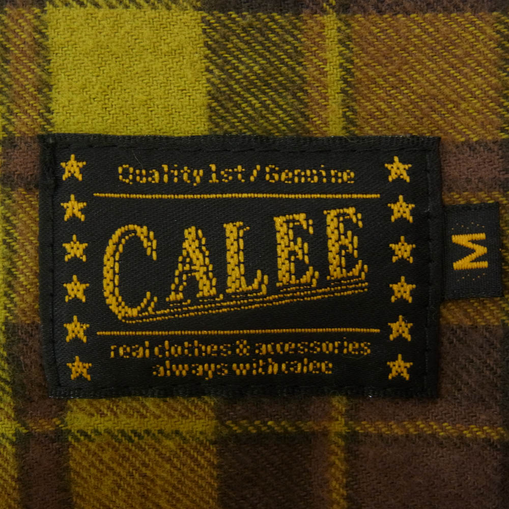 CALEE キャリー 胸刺繍 ロゴ チェック オープンカラー ロングスリーブ 長袖 シャツ グリーン系 M【中古】