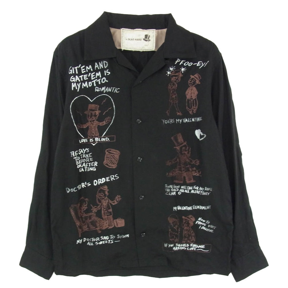 BY GLADHAND バイグラッドハンド byGH-10-FW-08 プリント 長袖 ロングスリーブ オープンカラー シャツ ブラック系 M【中古】