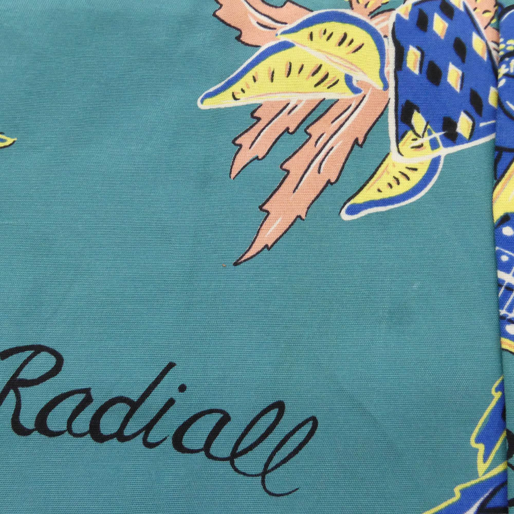 RADIALL ラディアル 総柄 半袖 ショートスリーブ アロハシャツ ショーツ ハーフパンツ セットアップ グリーン系 M【中古】