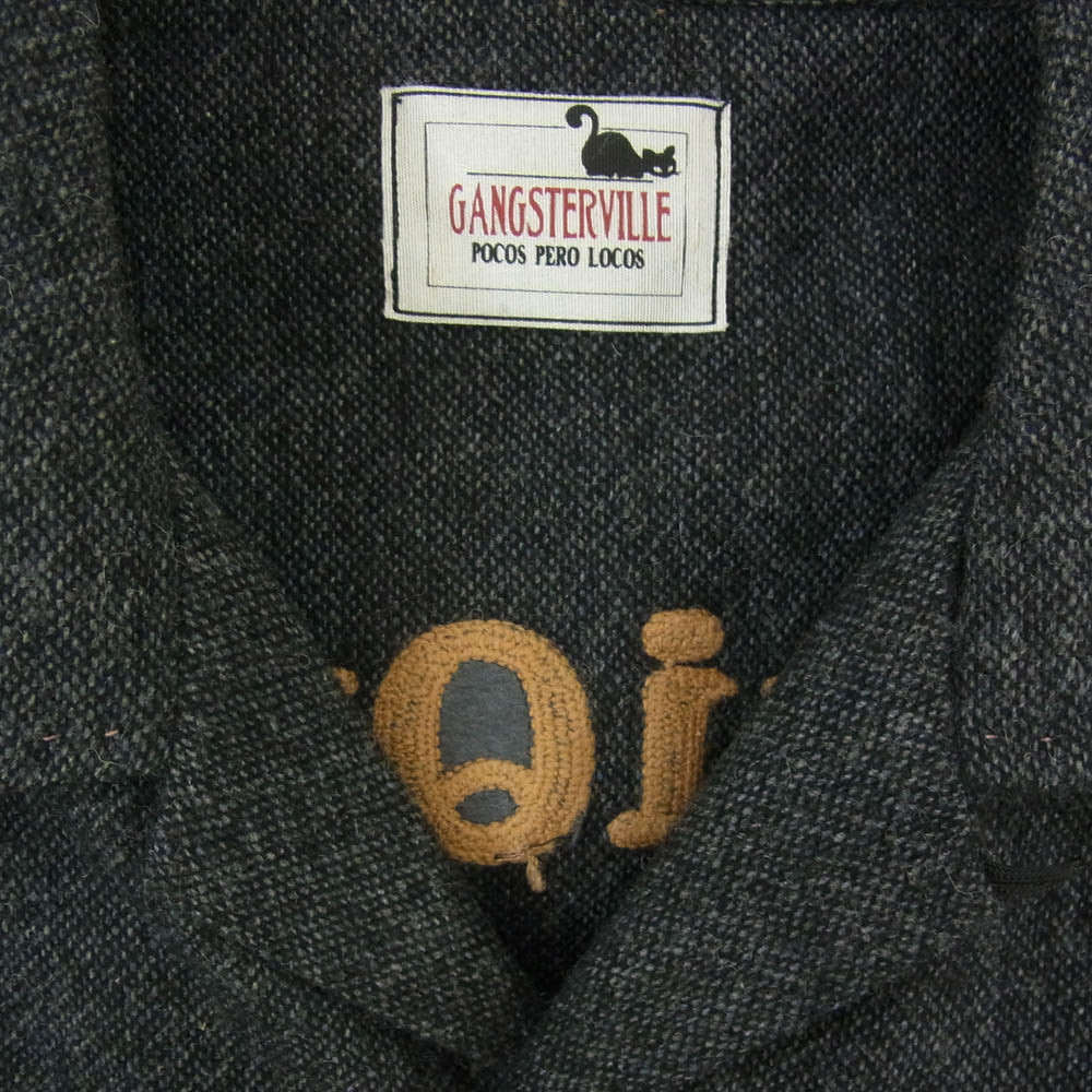 GANGSTERVILLE ギャングスタービル 13AW GSV-13-AW-30 ロゴ刺繍 ウール オープンカラー 長袖 シャツ グレー系 M【中古】