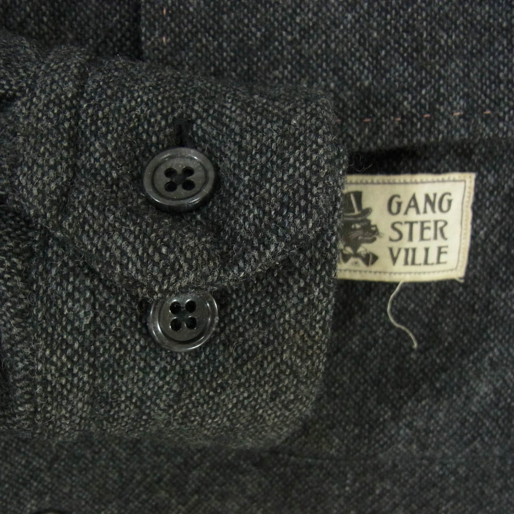 GANGSTERVILLE ギャングスタービル 13AW GSV-13-AW-30 ロゴ刺繍 ウール オープンカラー 長袖 シャツ グレー系 M【中古】