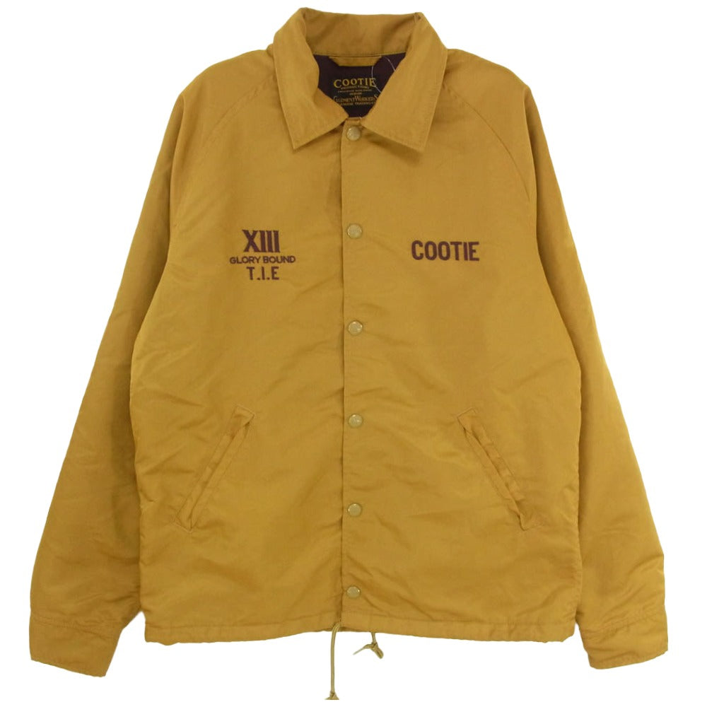 COOTIE クーティー ロゴ刺繍 ワッペン ナイロン 長袖 ボタン コーチジャケット マスタード系 M【中古】