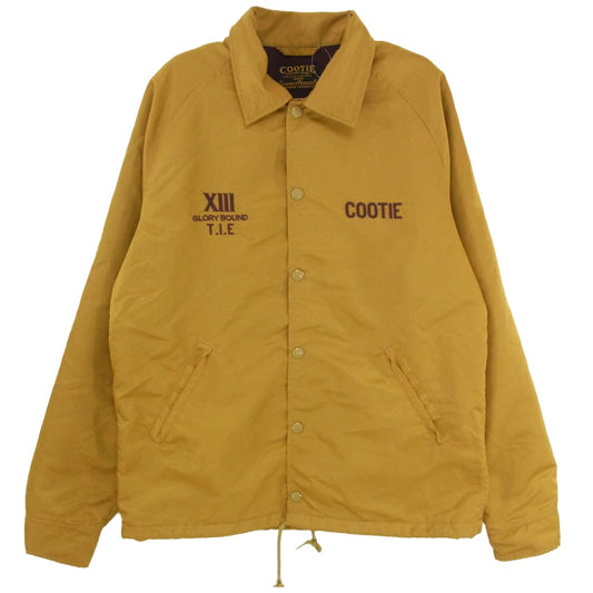 COOTIE クーティー ロゴ刺繍 ワッペン ナイロン 長袖 ボタン コーチジャケット マスタード系 M【中古】