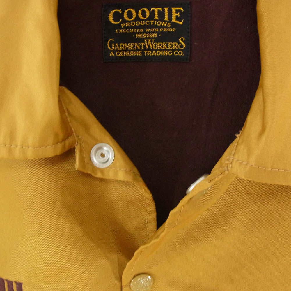 COOTIE クーティー ロゴ刺繍 ワッペン ナイロン 長袖 ボタン コーチジャケット マスタード系 M【中古】