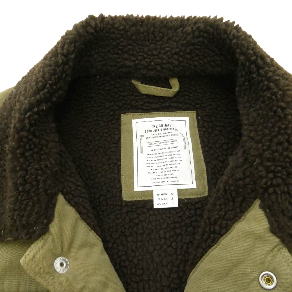 CRIMIE クライミー CR1-02L5-JK32 WILL MILITARY BOA COVERALL JACKET ミリタリー ボア カバーオール ジャケット カーキ系 M【中古】