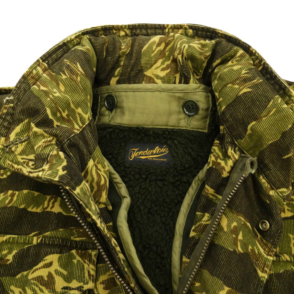 TENDERLOIN テンダーロイン T-M-65 ボアライナー付き カモフラ コーデュロイ フィールド ジャケット モスグリーン系 S【中古】