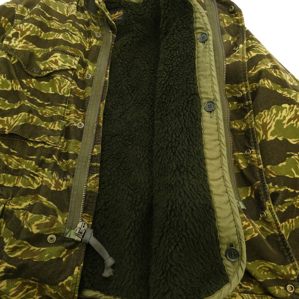 TENDERLOIN テンダーロイン T-M-65 ボアライナー付き カモフラ コーデュロイ フィールド ジャケット モスグリーン系 S【中古】