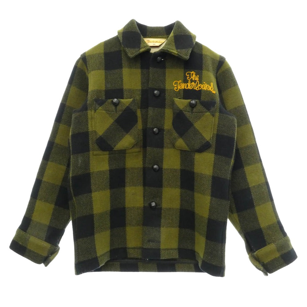 TENDERLOIN テンダーロイン 08AW T-BUFFALO JKT バッファロー チェック ウール ジャケット モスグリーン系 XS【中古】