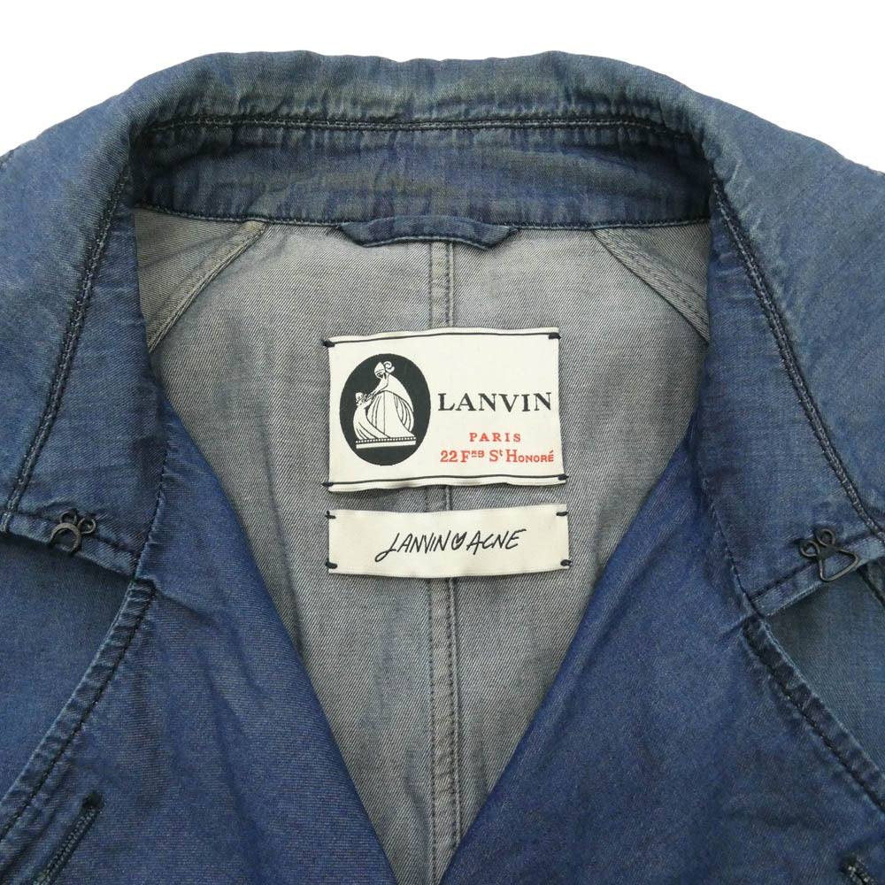 LANVIN ランバン ACNE STUDIOS アクネストゥディオズ × ACNE アクネ Wネーム デニムコレクション トレンチコート インディゴブルー系 34【中古】