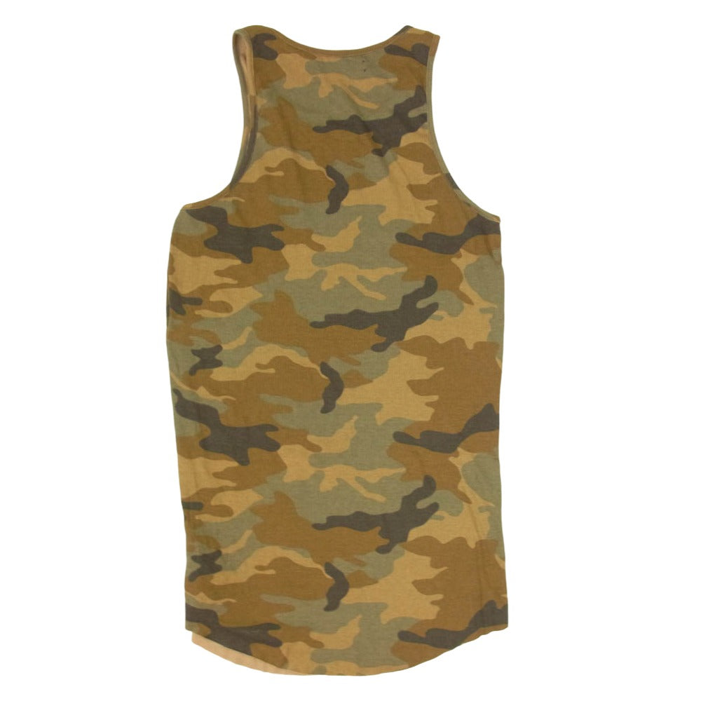 AMIRI アミリ Camo Tank Top カモフラ カットオフ ロング タンクトップ カーキ系 S【中古】
