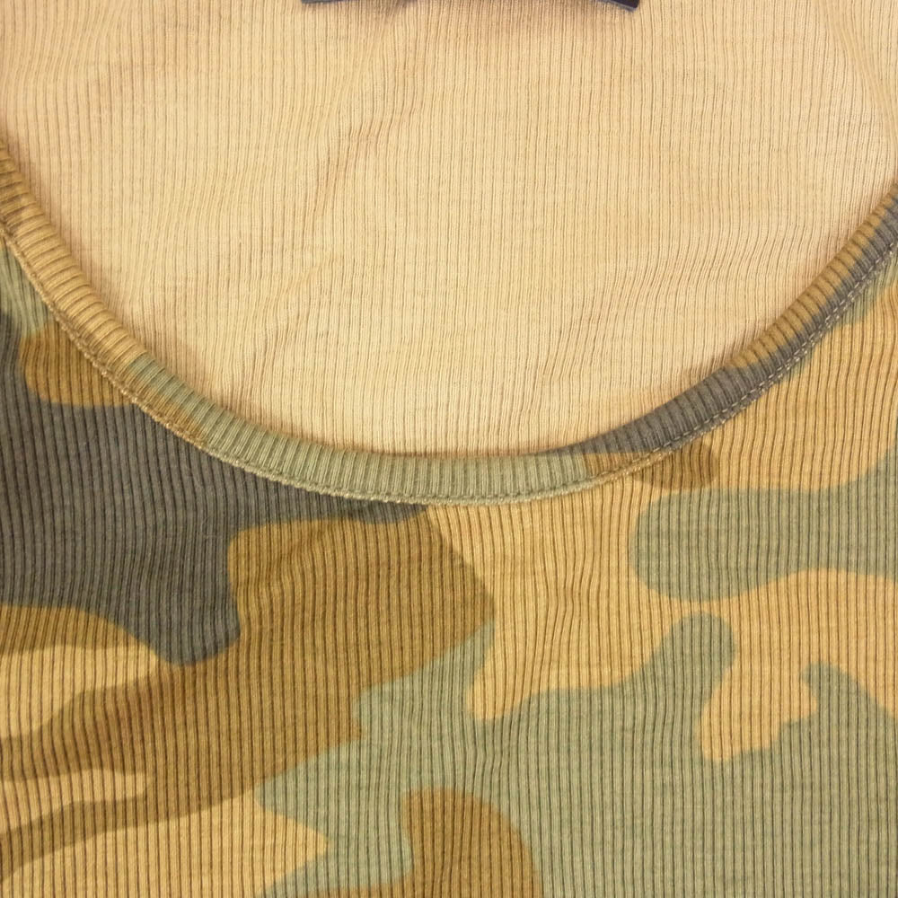 AMIRI アミリ Camo Tank Top カモフラ カットオフ ロング タンクトップ カーキ系 S【中古】