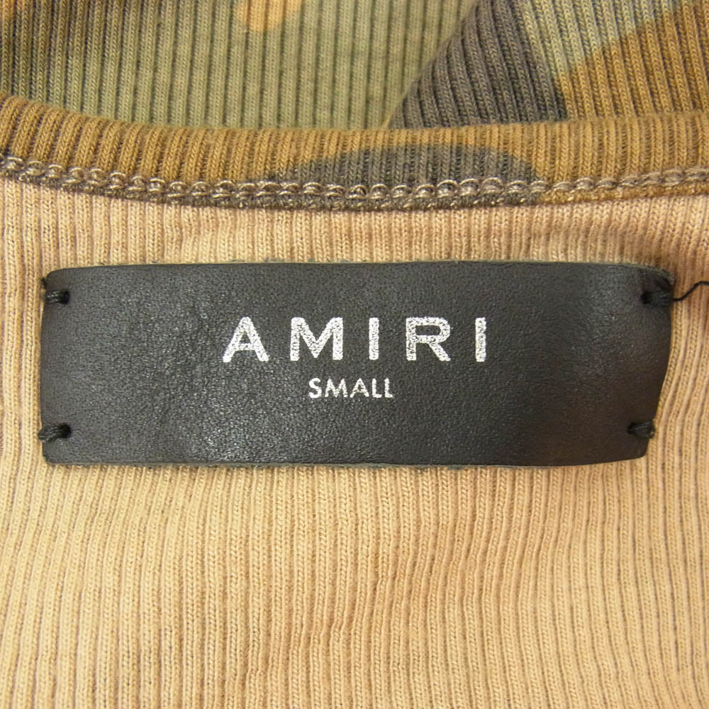 AMIRI アミリ Camo Tank Top カモフラ カットオフ ロング タンクトップ カーキ系 S【中古】