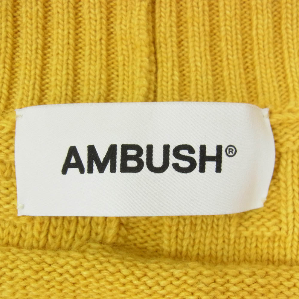 AMBUSH アンブッシュ 23SS BMHB010S23KNI001 イタリア製 モノグラム Vネック ニット カーディガン イエロー系 XL【中古】