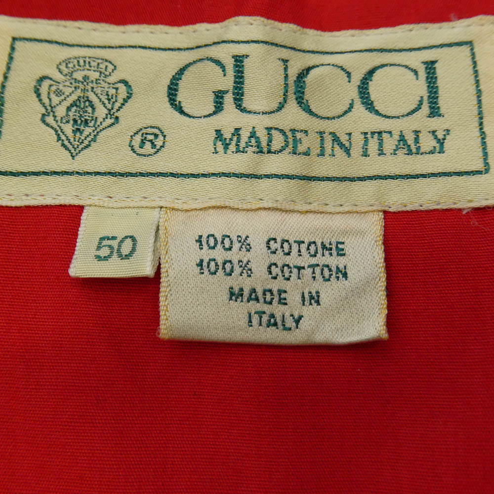 GUCCI グッチ イタリア製 ヴィンテージ 裾リブ ロゴ編み 比翼 スウィングトップ ブルゾン ジャケット ネイビー系 50【中古】