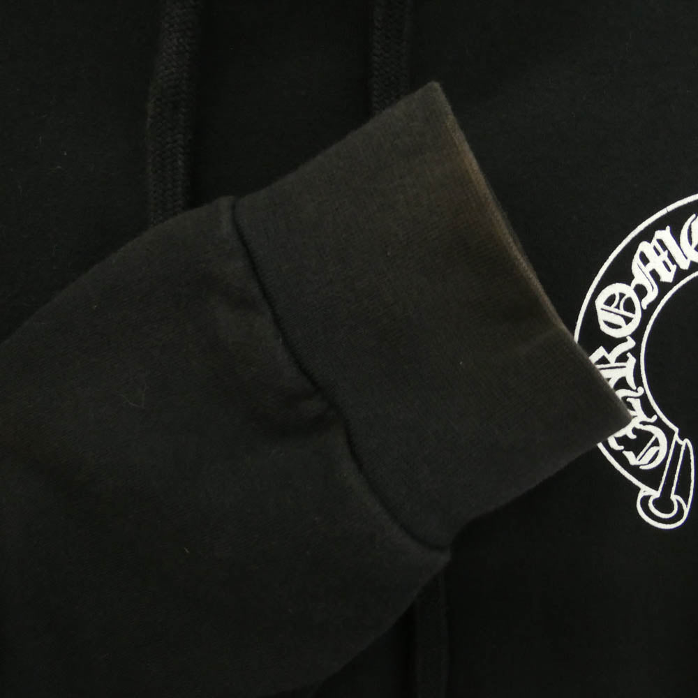 CHROME HEARTS クロムハーツ（原本無） SWTSHRT PLVR プルオーバー パーカー 袖フローラル ホースシュープリント スウェットパーカー ブラック系 L【中古】