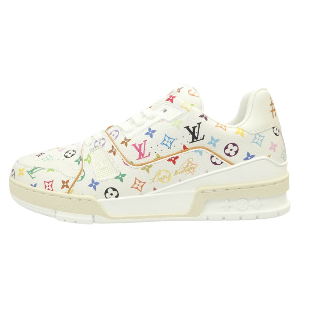LOUIS VUITTON ルイ・ヴィトン 26SS 1AHEKU × Takashi Murakami Monogram LV × TM LV トレイナー ローカット スニーカー 村上隆 モノグラム総柄 ホワイト マルチカラー ホワイト系 8【新古品】【未使用】【中古】