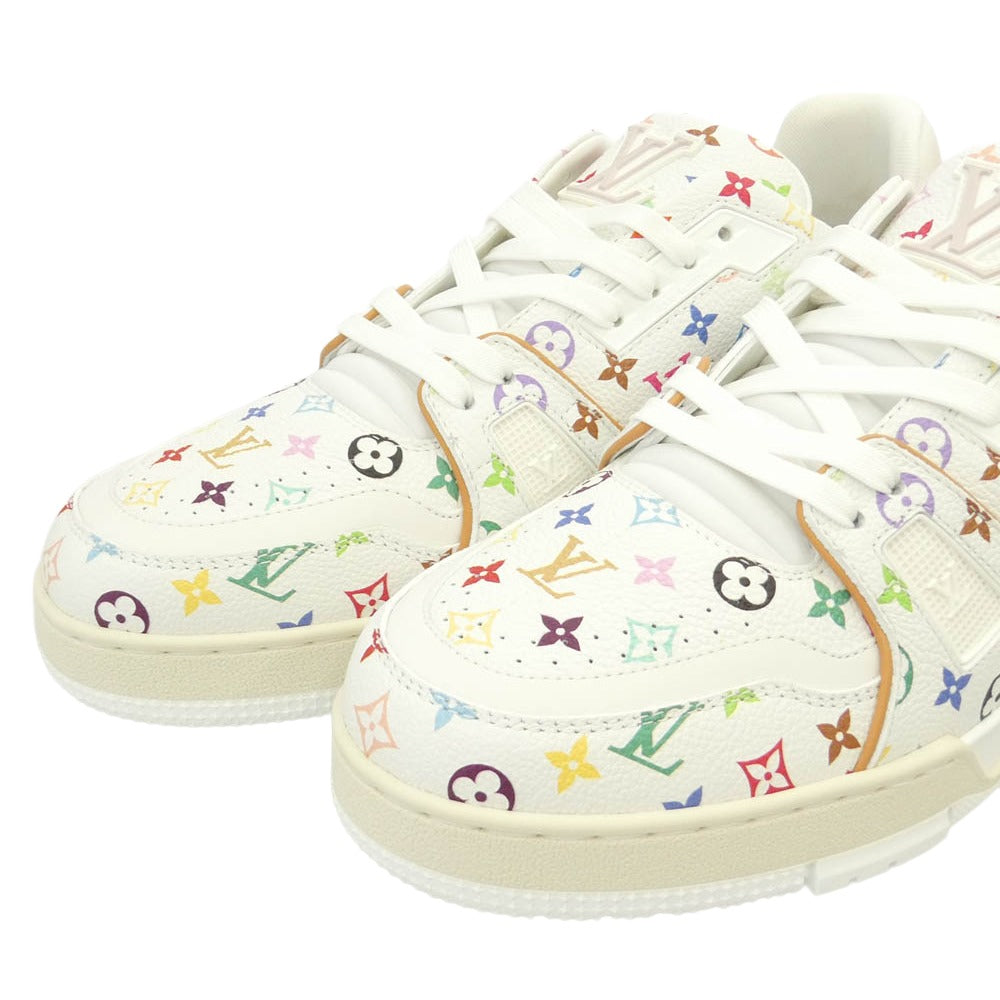 LOUIS VUITTON ルイ・ヴィトン 26SS 1AHEKU × Takashi Murakami Monogram LV × TM LV トレイナー ローカット スニーカー 村上隆 モノグラム総柄 ホワイト マルチカラー ホワイト系 8【新古品】【未使用】【中古】