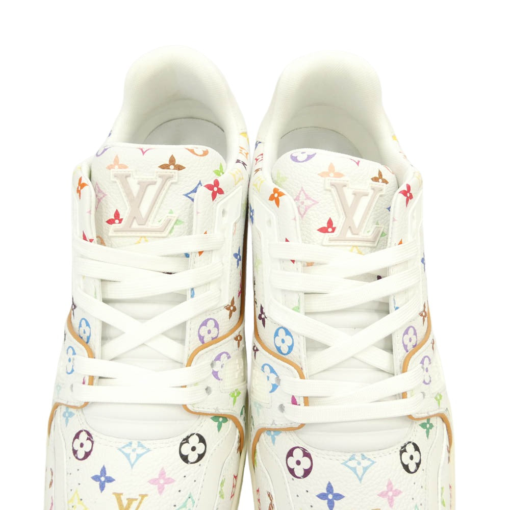 LOUIS VUITTON ルイ・ヴィトン 26SS 1AHEKU × Takashi Murakami Monogram LV × TM LV トレイナー ローカット スニーカー 村上隆 モノグラム総柄 ホワイト マルチカラー ホワイト系 8【新古品】【未使用】【中古】