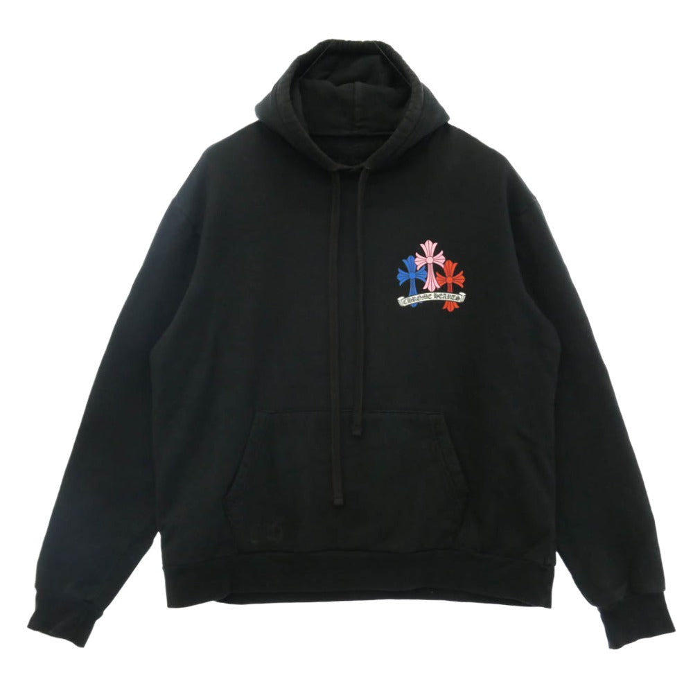 CHROME HEARTS クロムハーツ（原本無） MLTCOL CEM CRS HD PLVR マルチカラー セメタリークロス プルオーバー スウェット パーカー ブラック系 L【中古】