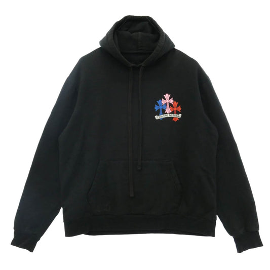 CHROME HEARTS クロムハーツ（原本無） MLTCOL CEM CRS HD PLVR マルチカラー セメタリークロス プルオーバー スウェット パーカー ブラック系 L【中古】