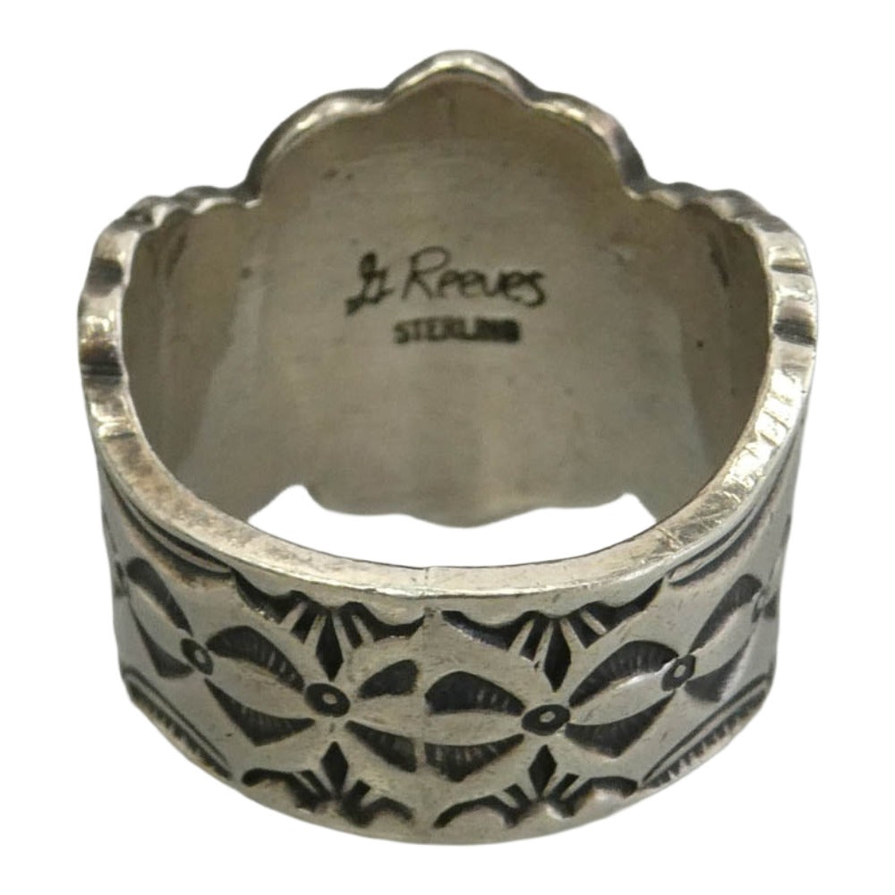 GARY REEVES ゲイリーリーブス 14K スタンプワーク シルバー リング Navajo ナバホ族 インディアンジュエリー シルバー系 ゴールド系 21号【中古】
