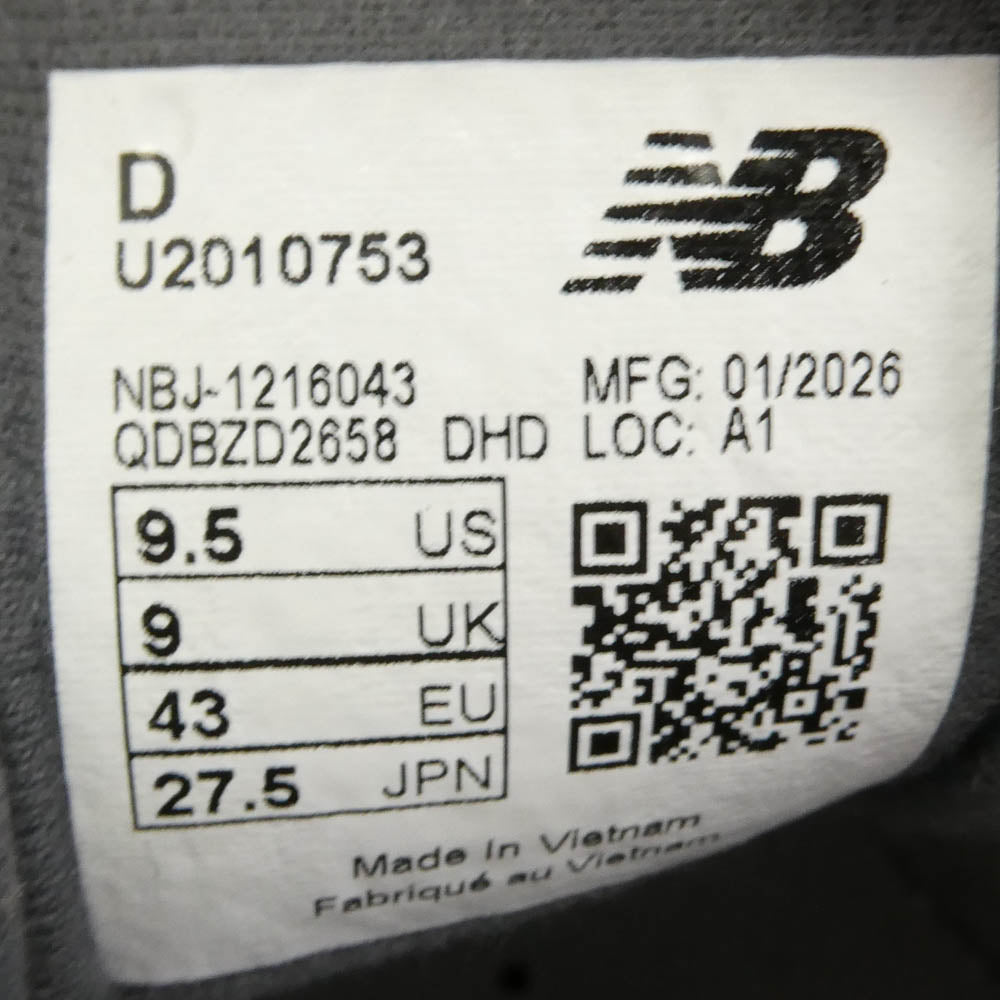 NEW BALANCE ニューバランス U2010753 2010 Grey Days Black Silver Metallic グレーデイズ ブラックシルバーメタリック ローカット スニーカー シルバー系 27.5cm【新古品】【未使用】【中古】
