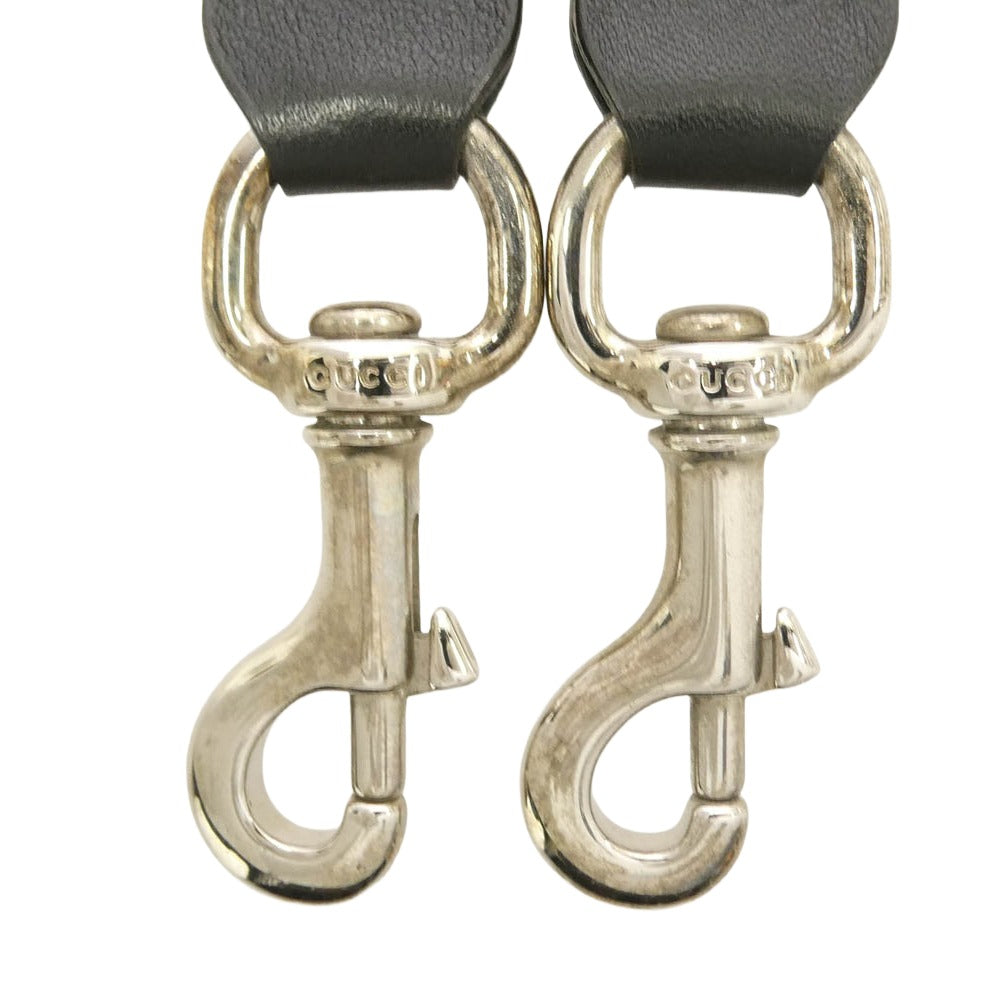 GUCCI グッチ レザーコンビ 2クリップ ウォレット チェーン ブラック系 シルバー系【中古】