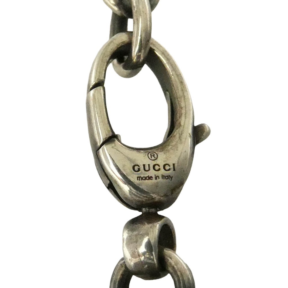 GUCCI グッチ エボニー ウッド クロス ペンダント ネックレス シルバー系 ブラック系【中古】
