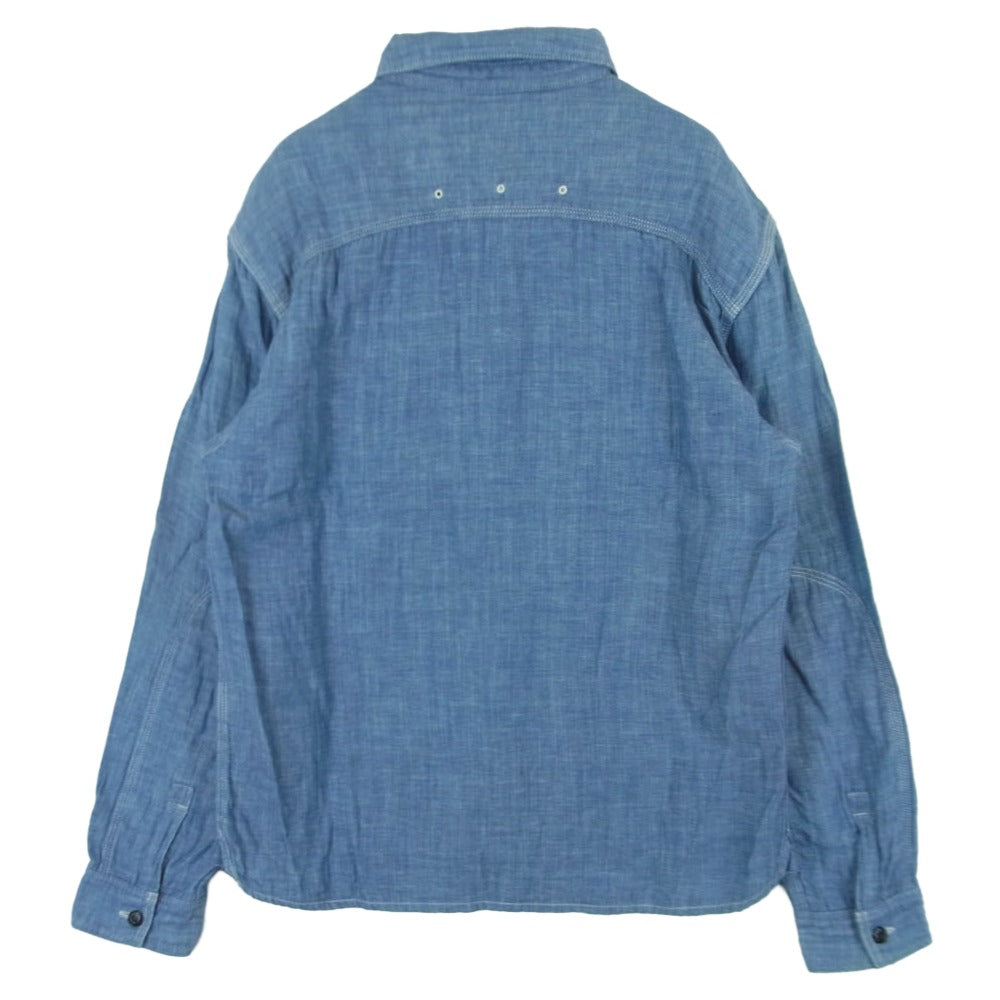 R.J.B アールジェイビー steady blue コットン リネン ワーク シャツ 長袖 日本製 ブルー系 38【中古】