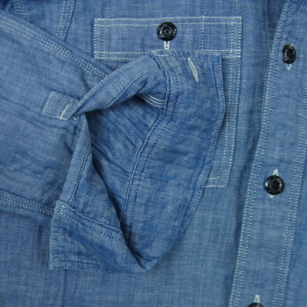 R.J.B アールジェイビー steady blue コットン リネン ワーク シャツ 長袖 日本製 ブルー系 38【中古】