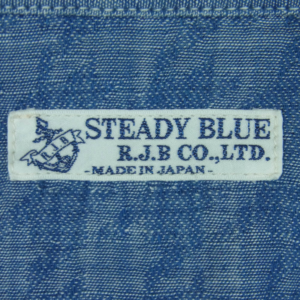 R.J.B アールジェイビー steady blue コットン リネン ワーク シャツ 長袖 日本製 ブルー系 38【中古】