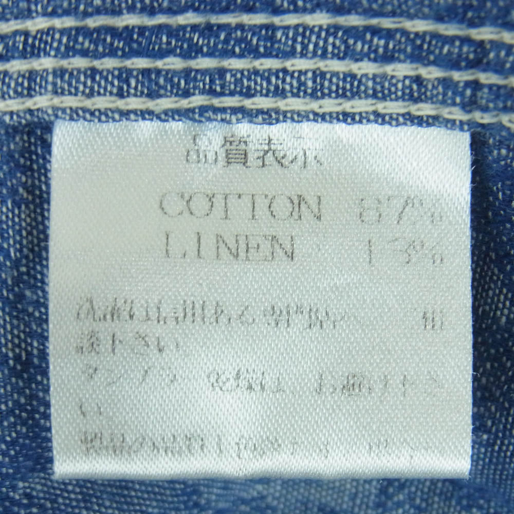R.J.B アールジェイビー steady blue コットン リネン ワーク シャツ 長袖 日本製 ブルー系 38【中古】