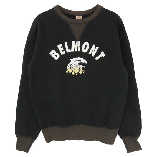 THE FLAT HEAD ザフラットヘッド BELMONT プリント 前V トレーナー クルーネック スウェット ブラック系 M【中古】