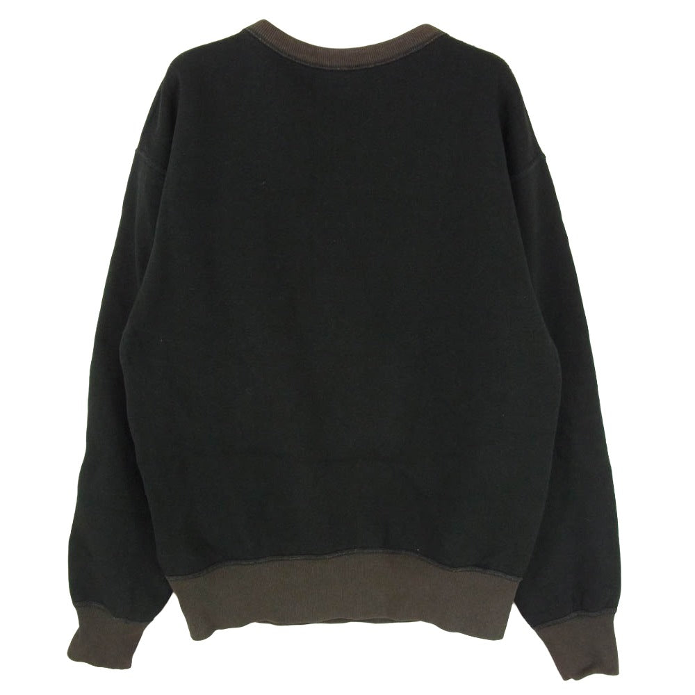 THE FLAT HEAD ザフラットヘッド BELMONT プリント 前V トレーナー クルーネック スウェット ブラック系 M【中古】