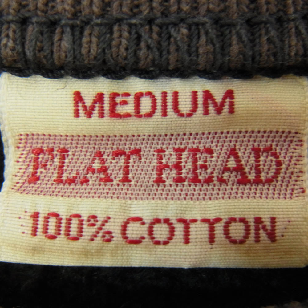 THE FLAT HEAD ザフラットヘッド BELMONT プリント 前V トレーナー クルーネック スウェット ブラック系 M【中古】