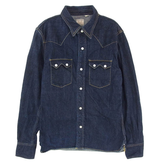 THE FLAT HEAD ザフラットヘッド 7002W 12オンス セルビッジデニム ウエスタン 長袖 シャツ インディゴブルー系 38【中古】