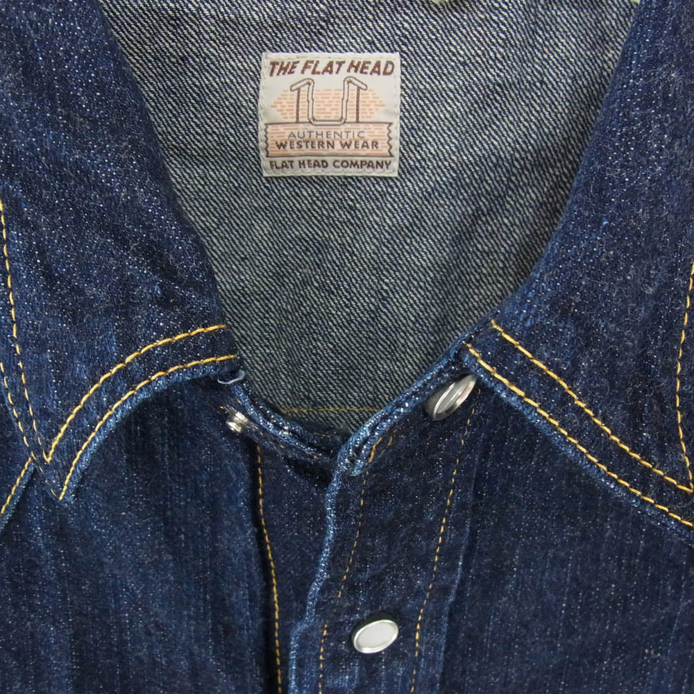 THE FLAT HEAD ザフラットヘッド 7002W 12オンス セルビッジデニム ウエスタン 長袖 シャツ インディゴブルー系 38【中古】