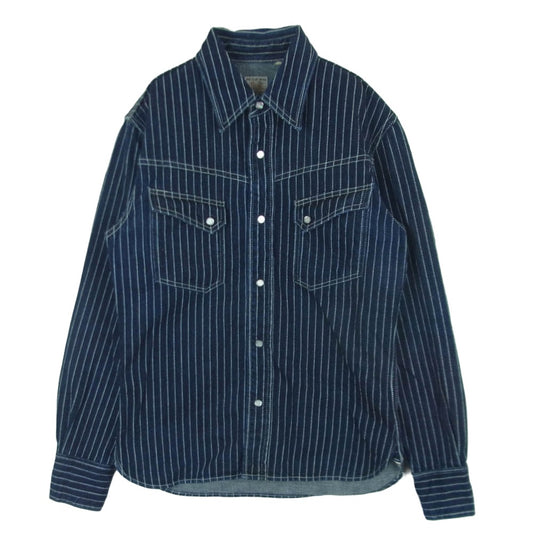 THE FLAT HEAD ザフラットヘッド 7008W WABASH STRIPE ウォバッシュ ストライプ ウエスタン 長袖 シャツ ネイビー系 ホワイト系 38【中古】
