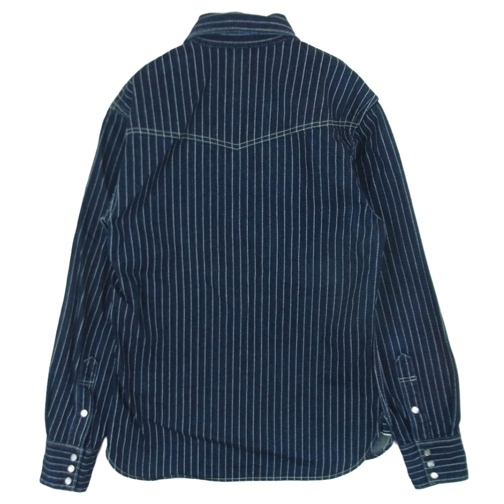 THE FLAT HEAD ザフラットヘッド 7008W WABASH STRIPE ウォバッシュ ストライプ ウエスタン 長袖 シャツ ネイビー系 ホワイト系 38【中古】
