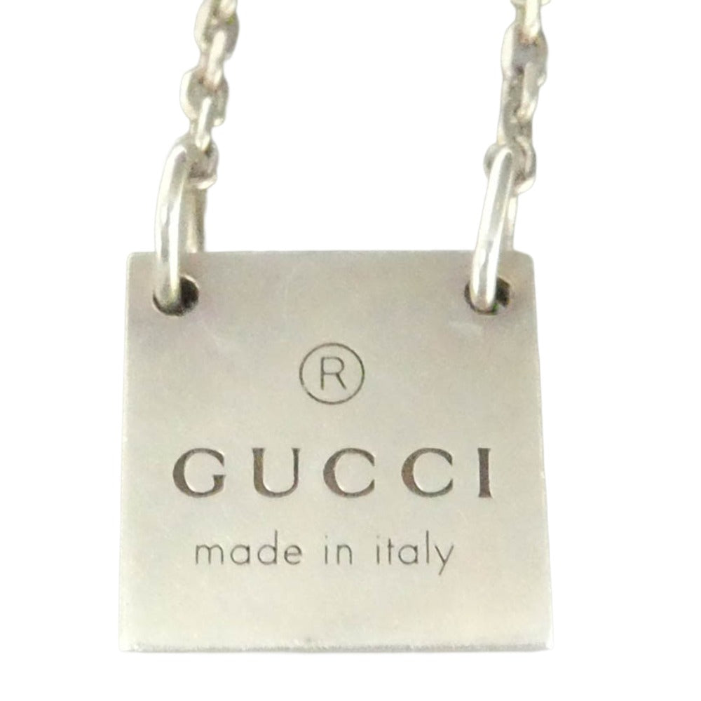GUCCI グッチ トレードマーク スクエア プレート シルバー ネックレス Ag925 シルバー系【中古】