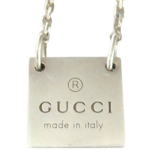 GUCCI グッチ トレードマーク スクエア プレート シルバー ネックレス Ag925 シルバー系【中古】