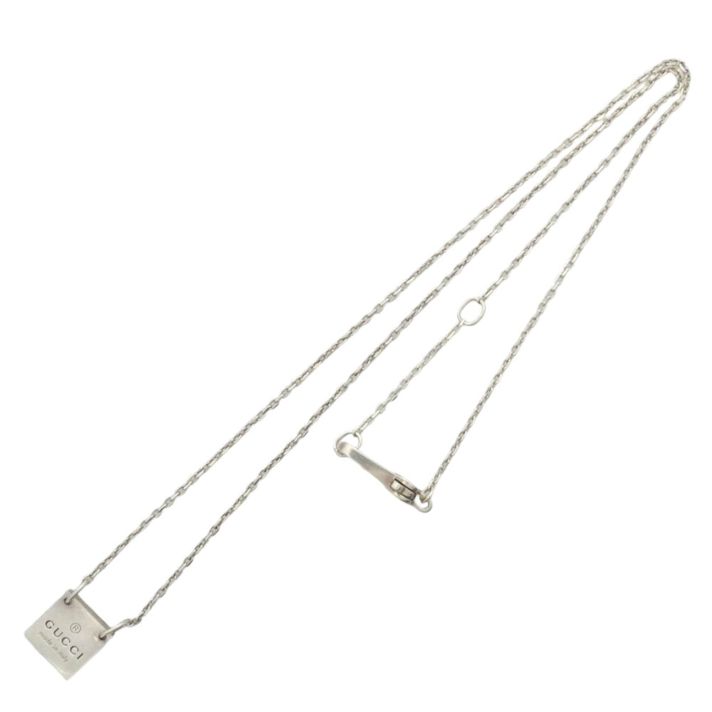 GUCCI グッチ トレードマーク スクエア プレート シルバー ネックレス Ag925 シルバー系【中古】