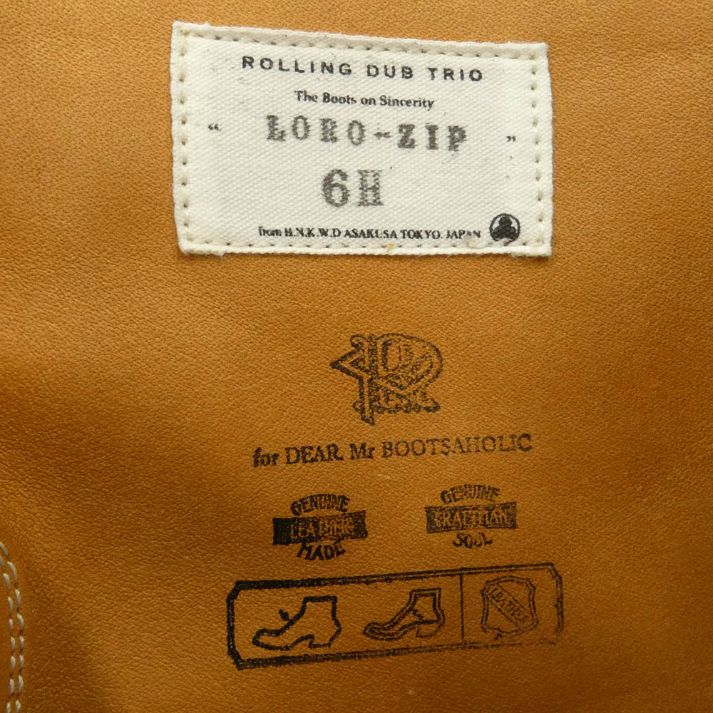 ROLLING DUB TRIO ローリングダブトリオ RDT-R18 LORO ZIP サイドジップ ウェスタン ブーツ BOX CALF × GOAT ブラック系 24.5cm【新古品】【未使用】【中古】