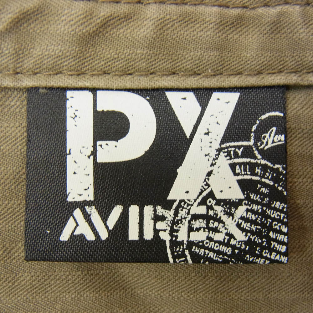AVIREX アヴィレックス 6105076 長袖 ロングスリーブ コットン ミリタリー ワーク シャツ カーキ系 M【中古】